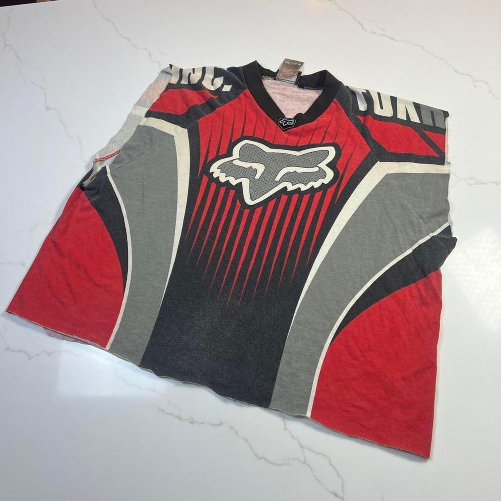 Fox Racing Tank Top Mens XL Red Black Grey Vintage Cropped Motocross Jersey